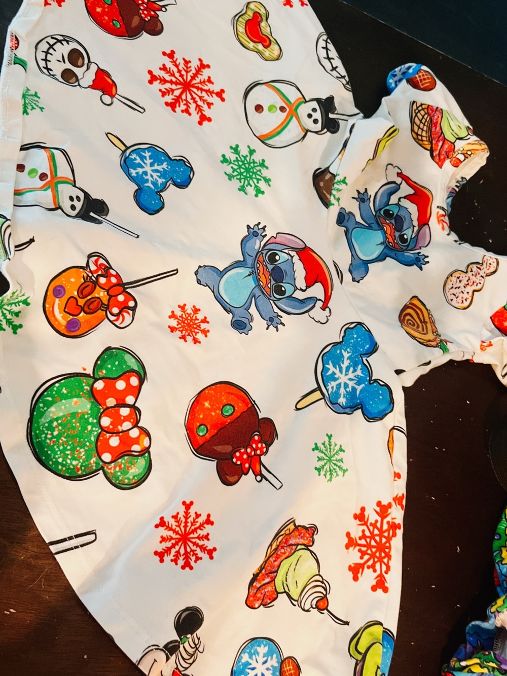Kids Holiday Character Dress with Blue Stitch Print - Disney